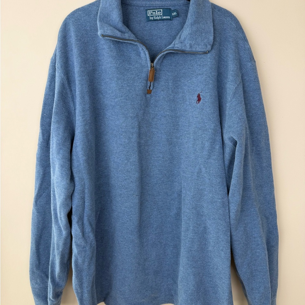 Polo by Ralph Lauren Men's Light Blue Zip-Up Sweater
